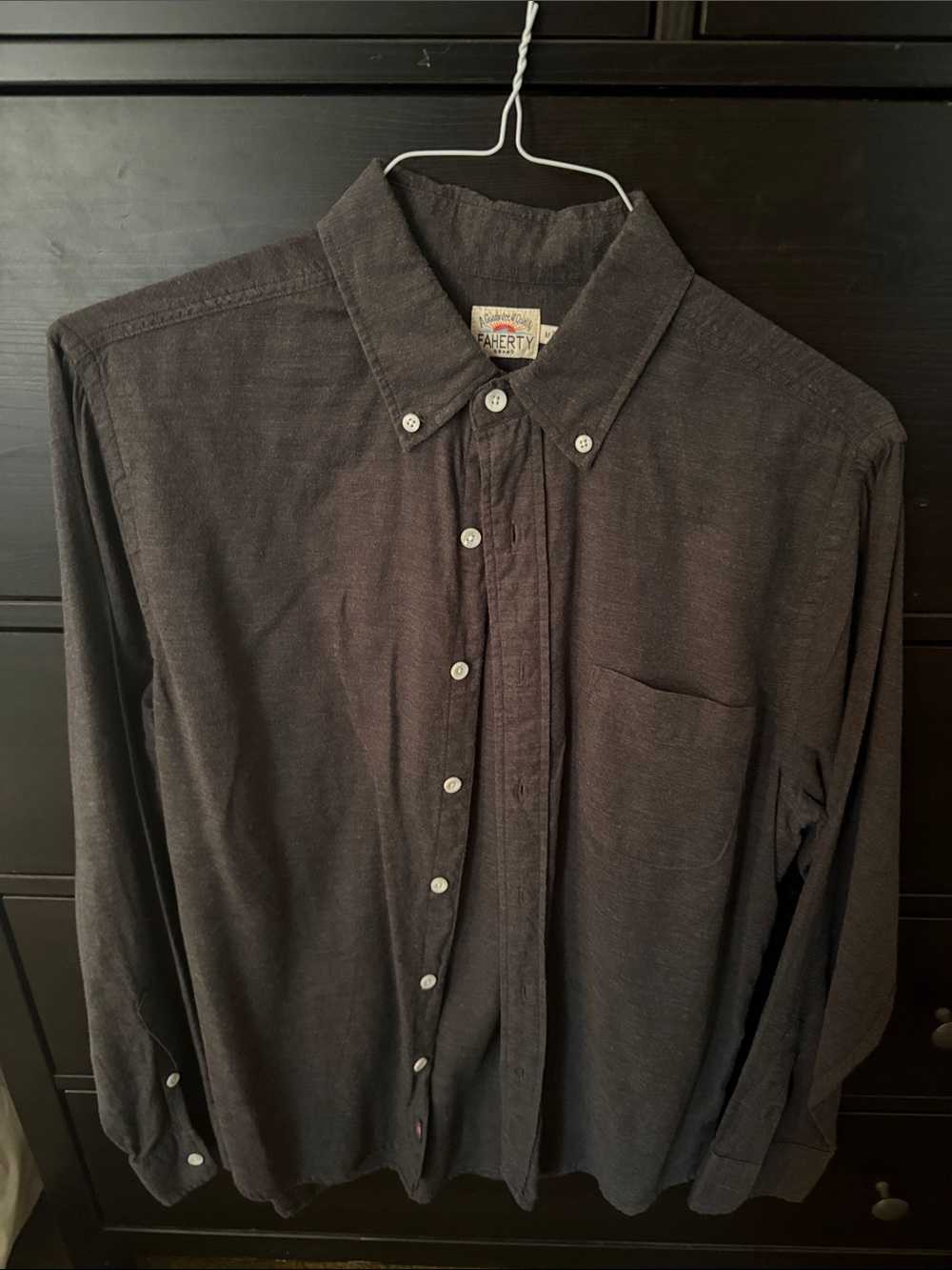 Faherty Men’s Dark Charcoal Button-Down Long Sleeve Shirt